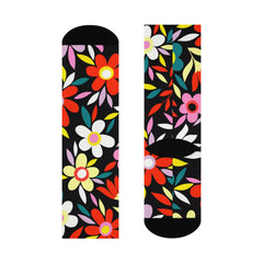 Colorful Retro Daisy Cushioned Crew Socks