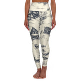 Winter Village Yoga Leggings — Scenic Toile Print