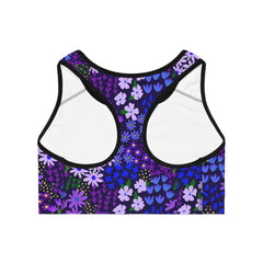 Purple Passion Floral Sports Bra —