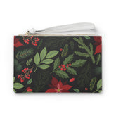Holiday Poinsettia & Holly Clutch Bag