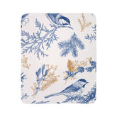 Bird & Pine Fleece Sherpa Blanket — Cozy Blue Winter Throw