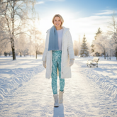 Winter Holiday Yoga Leggings — Seafoam Pine Needle All-Over Print