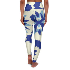 Squat-Proof High-Waisted Leggings--Blue Abstract Camouflage