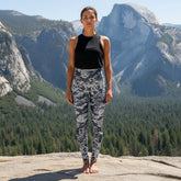 Squat-Proof High-Waist Leggings — Black & Gray Snake Print
