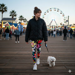 Squat-Proof High-Waisted Leggings--Retro Flowers Print