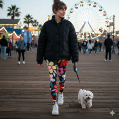 Squat-Proof High-Waisted Leggings--Retro Flowers Print