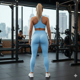 Squat-Proof High-Waisted Leggings--Sky Blue