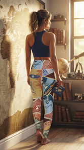 Squat-Proof High-Waisted Leggings-Bon Voyage Travel Patch Print