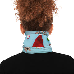 Christmas Ornament Pattern Neck Gaiter — Festive Santa Hat & Reindeer Lightweight Face Scarf