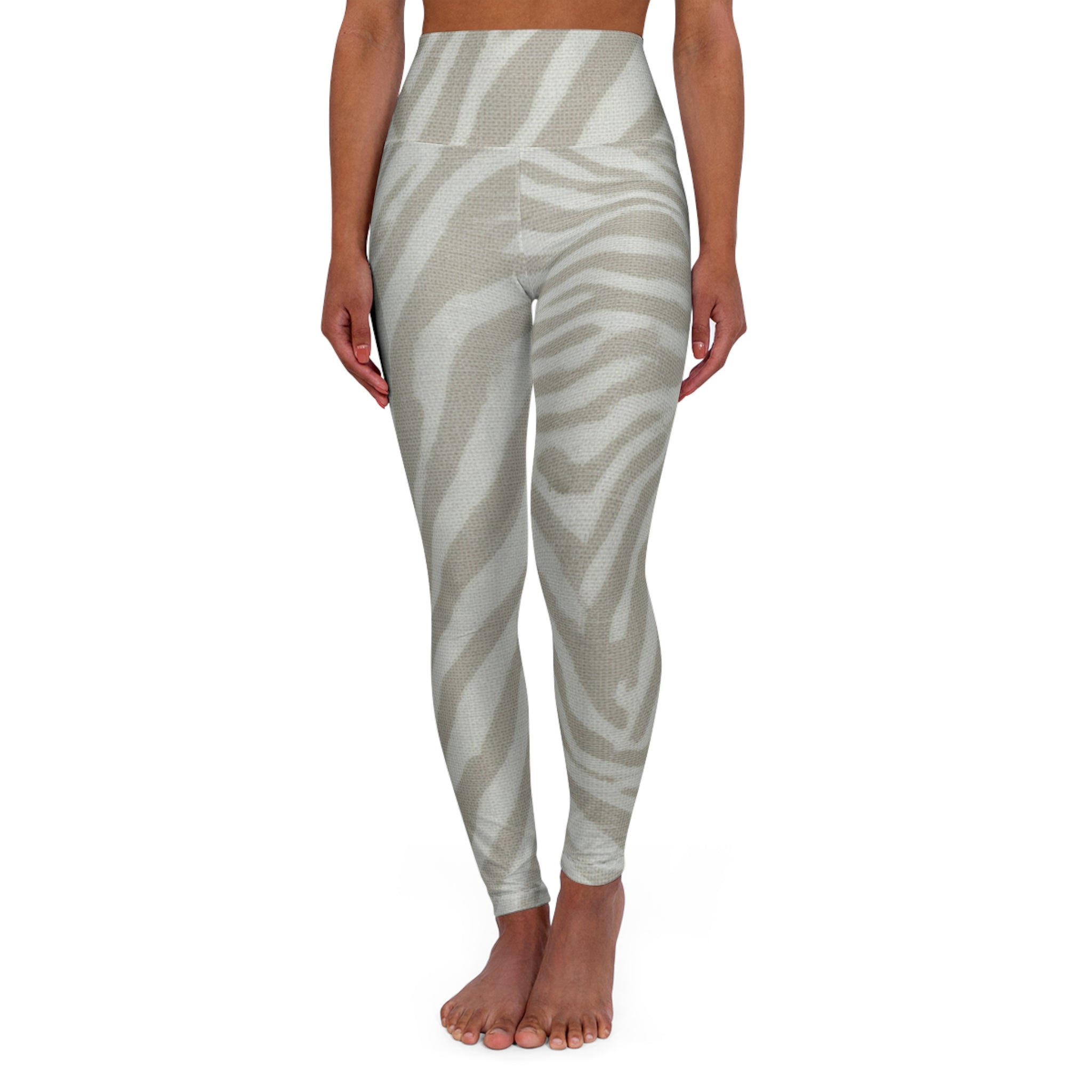 Squat-Proof High-Waisted Leggings-Light Zebra Print