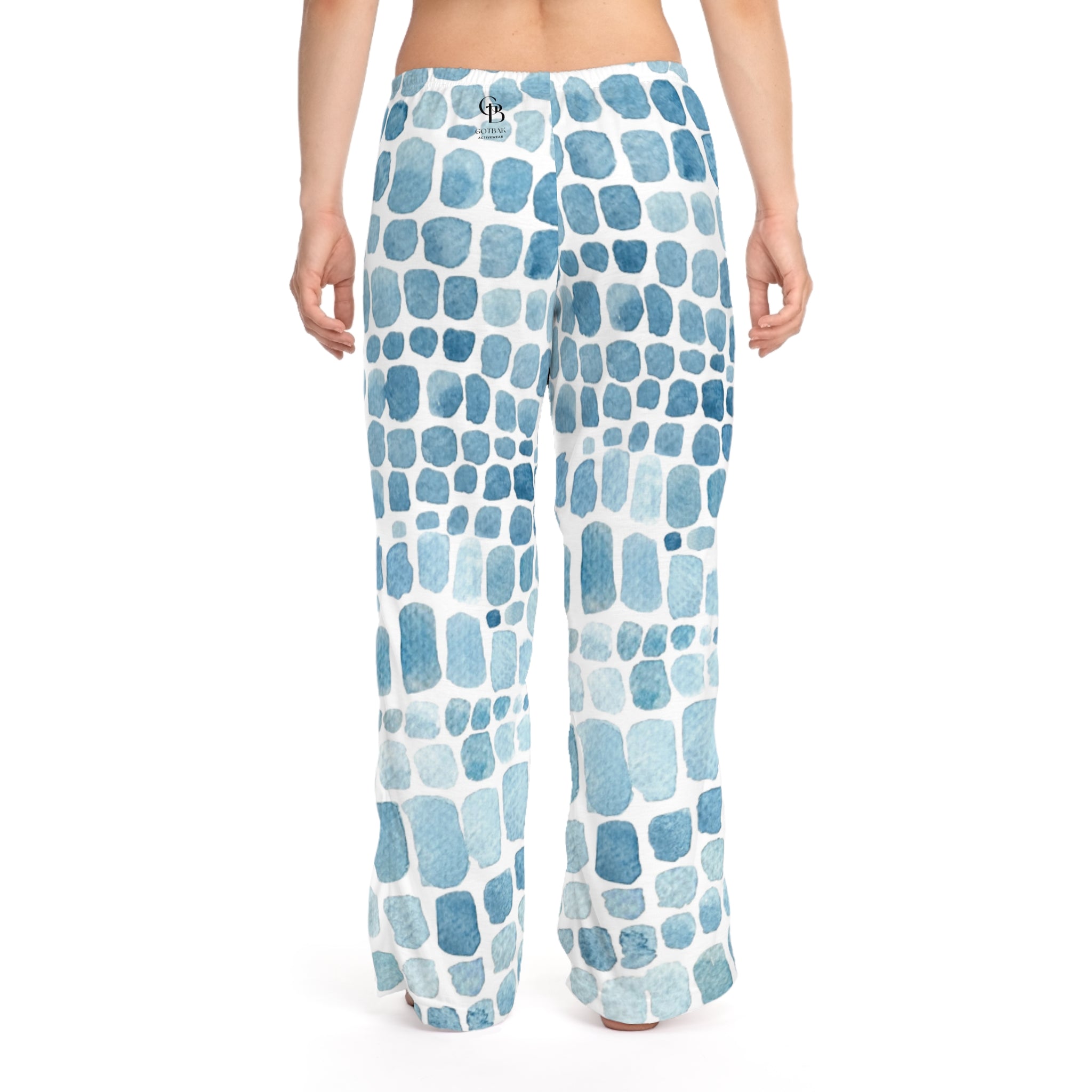 Women's Lounge Pants Blue Watercolor Tile