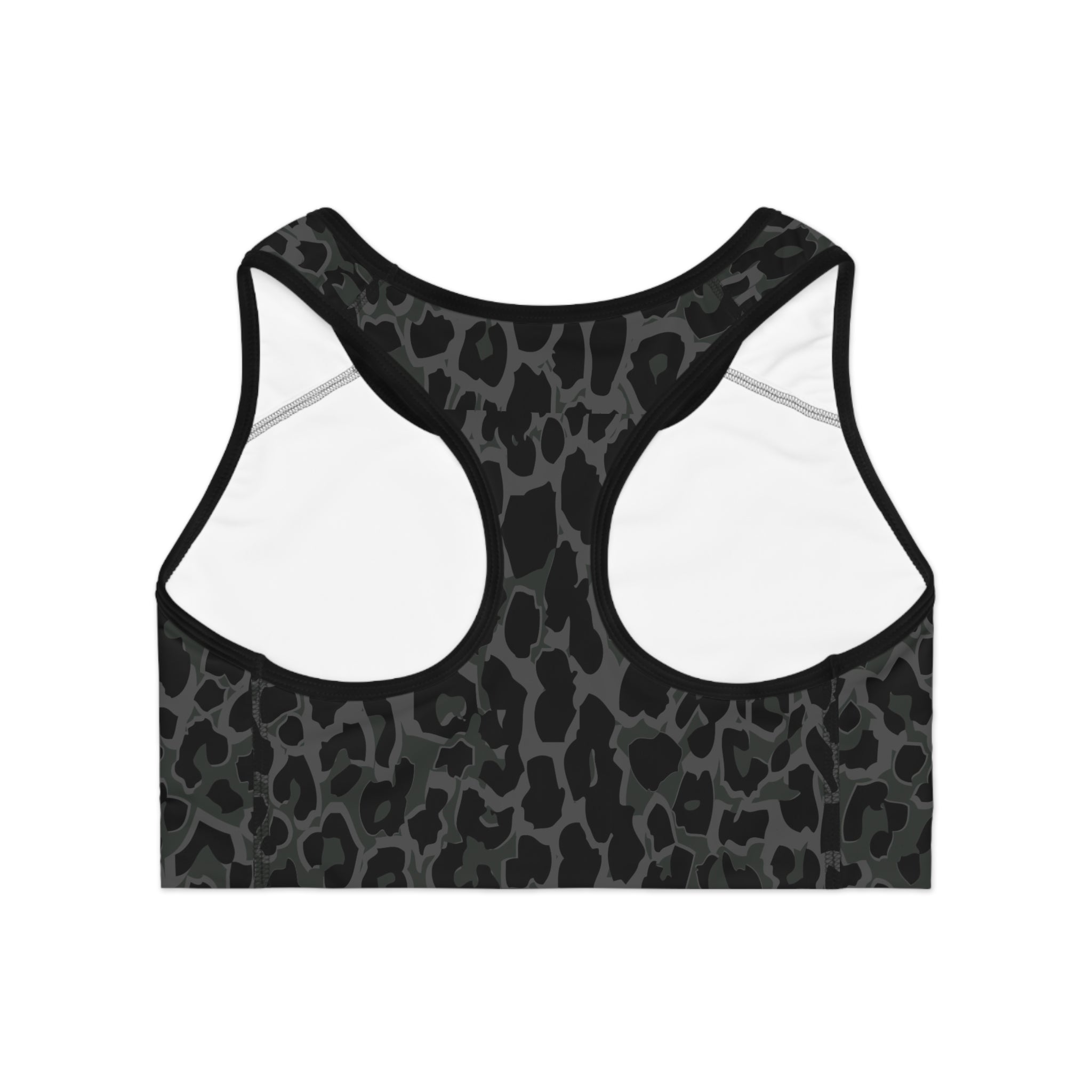 Charcoal Leopard Print Sports Bra
