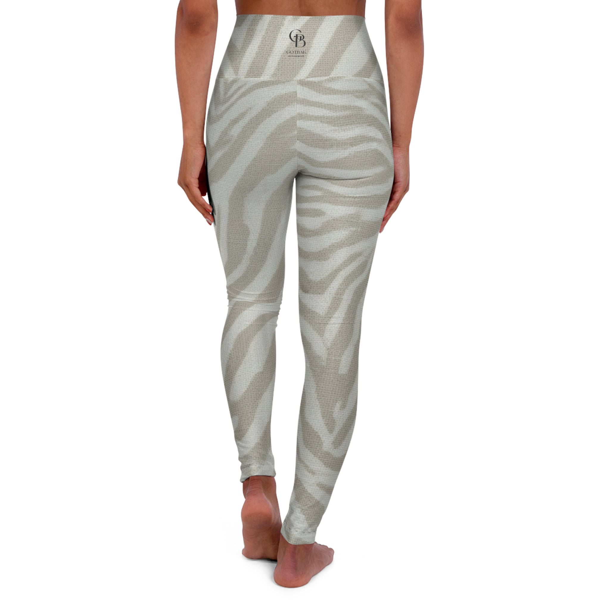 Squat-Proof High-Waisted Leggings-Light Zebra Print