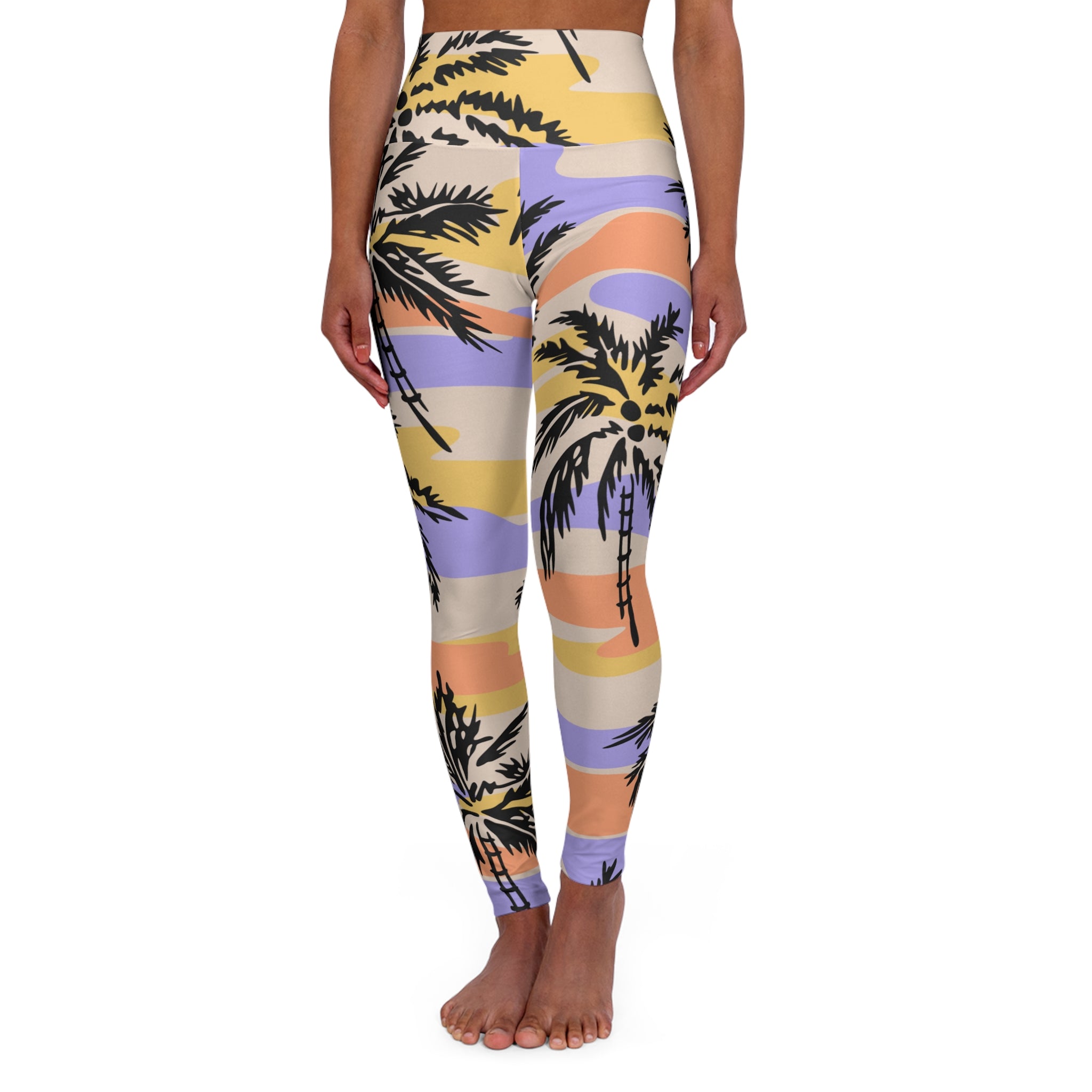 Sunset Palms High-Waist Yoga Leggings — Tropical Beach