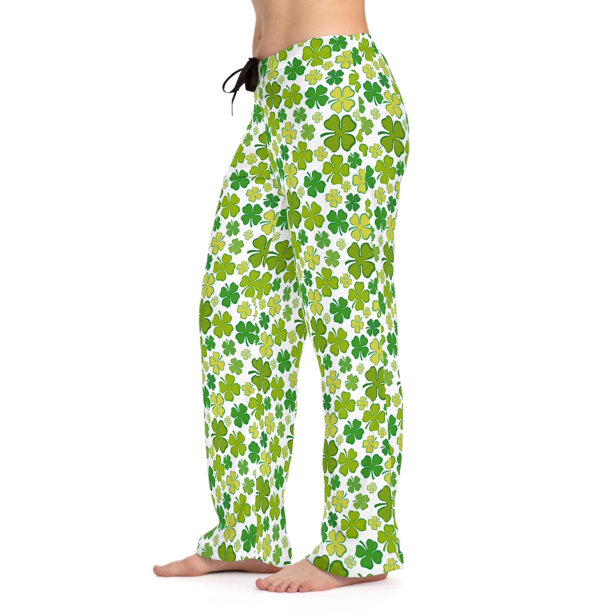 Women's Shamrock Pajama Pants — Green Clover Lounge Sleepwear for St. Patrick's Day