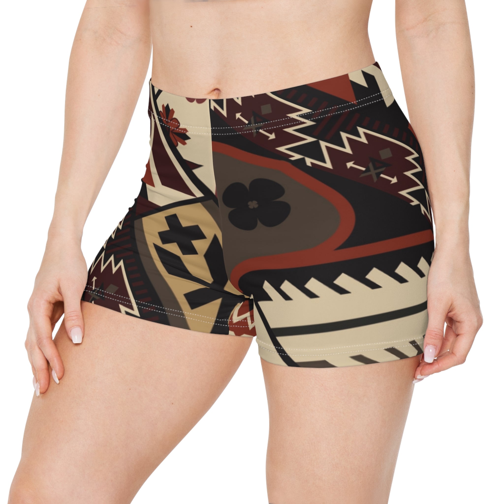 Southwestern Aztec Pattern Women's Workout Shorts