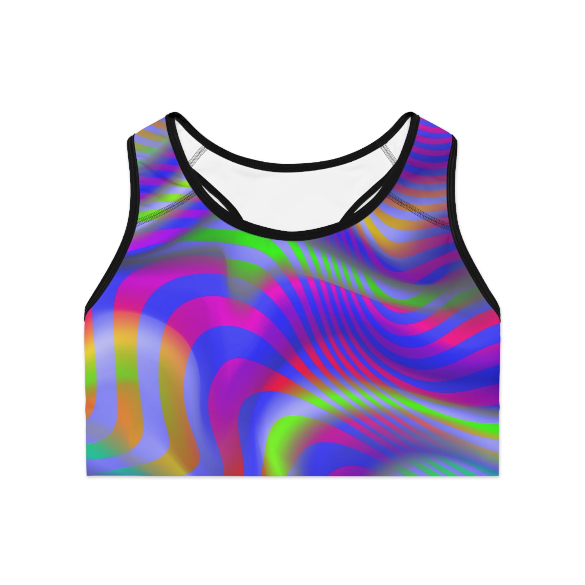 Spiral Wave Sports Bra — Colorful Abstract Activewear