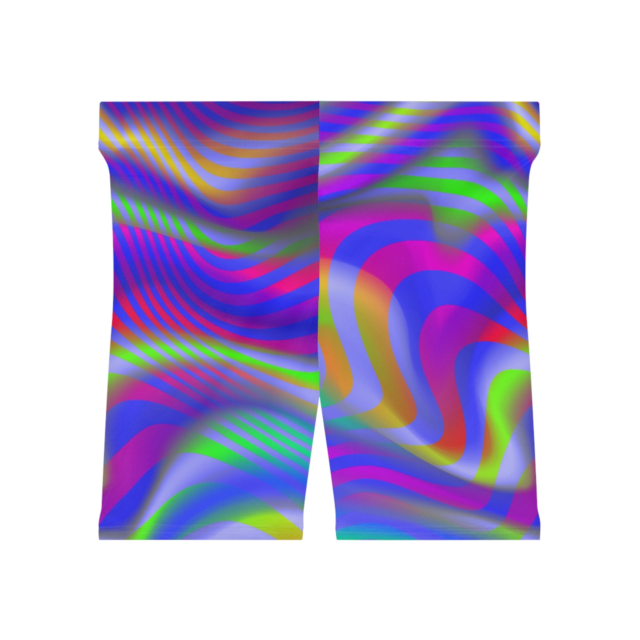 Spiral Wave Biker Shorts — Vibrant Color Abstract Print