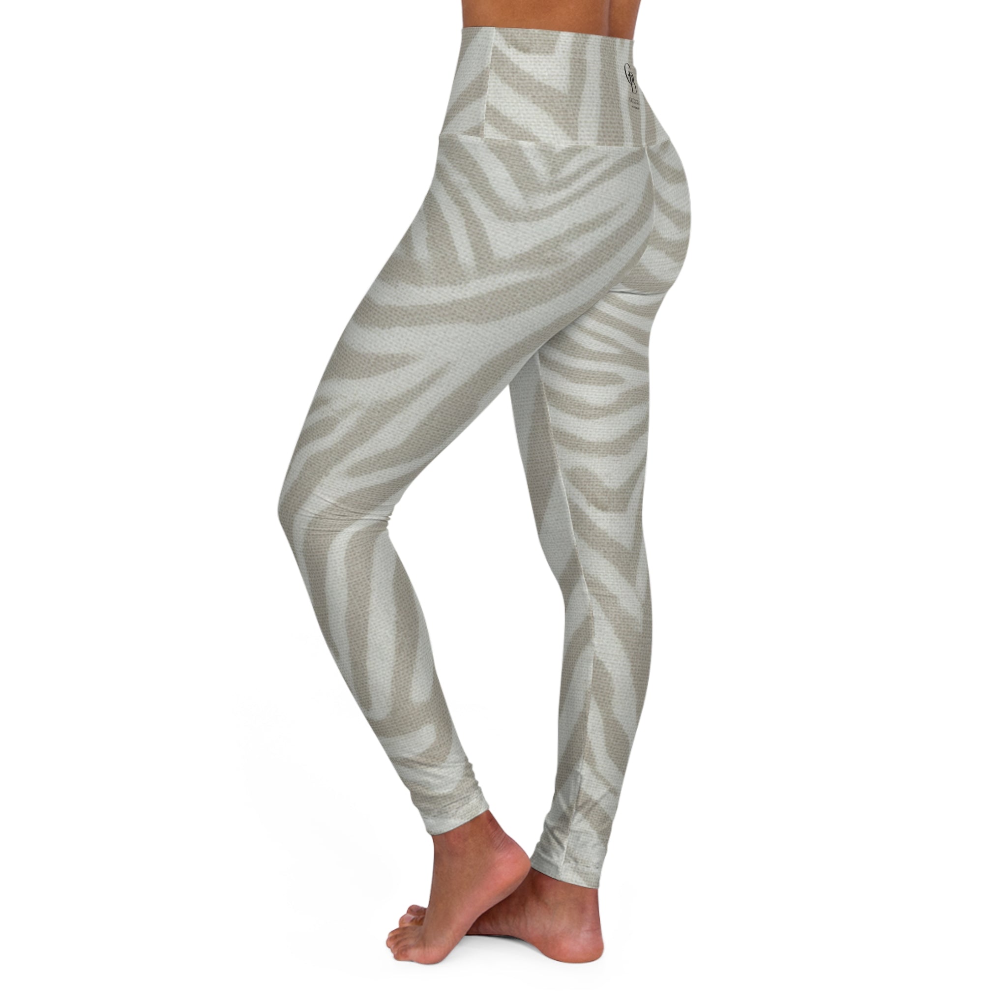 Squat-Proof High-Waisted Leggings-Light Zebra Print