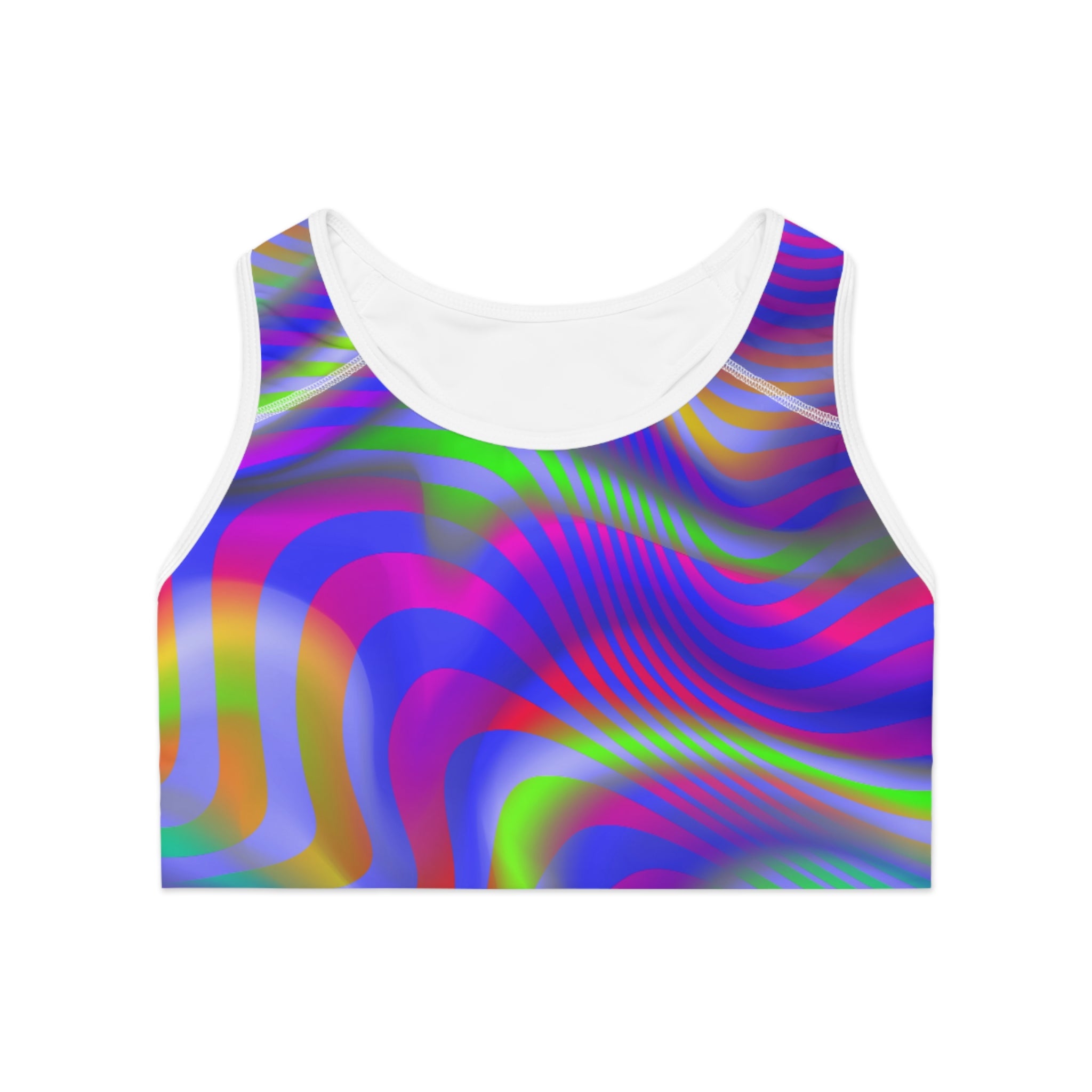 Spiral Wave Sports Bra — Colorful Abstract Activewear
