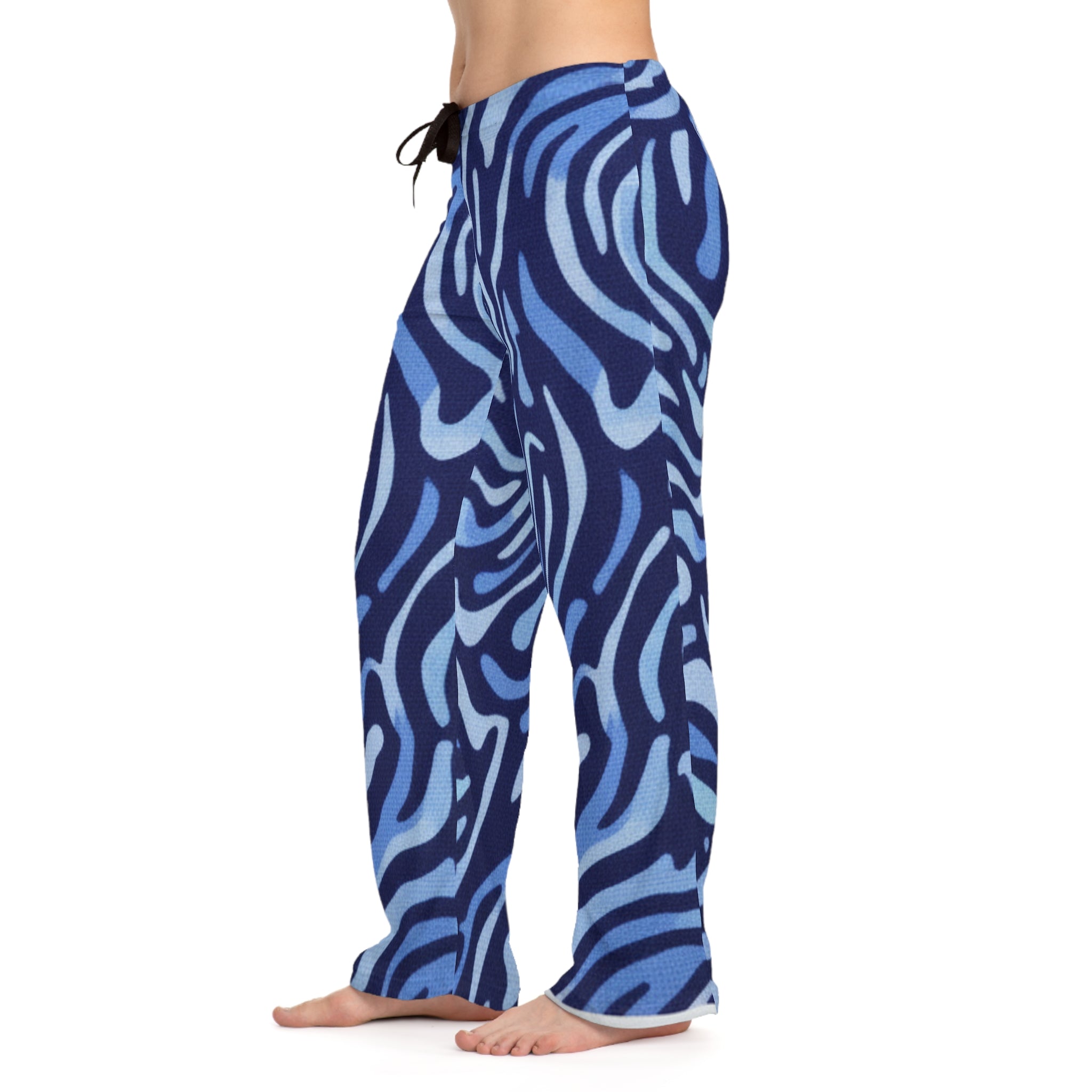 Women's Blue Abstract Print Workout Pants — Cozy Lounge Pants