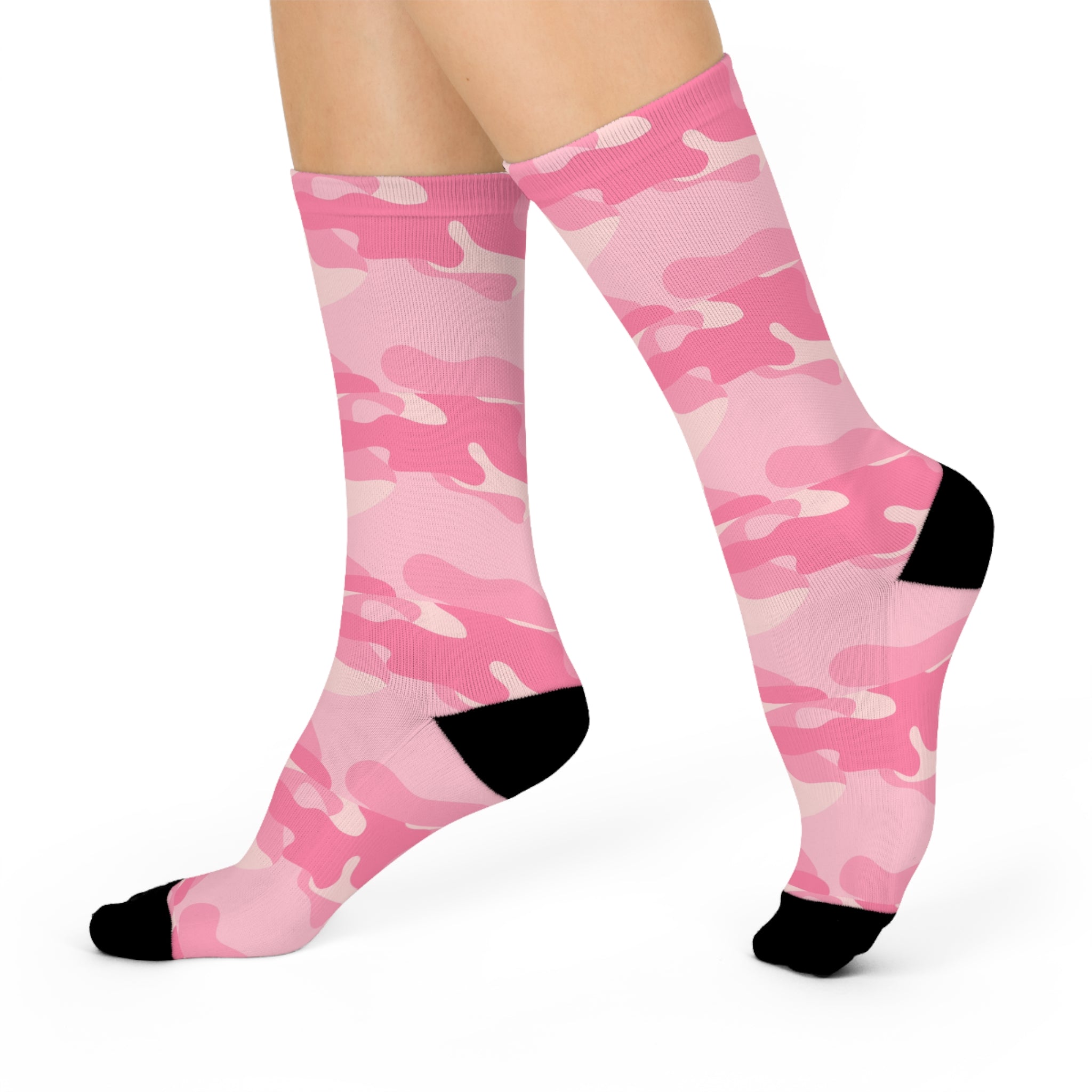Pink Camo Valentines Cushioned Crew Socks — Unisex Socks