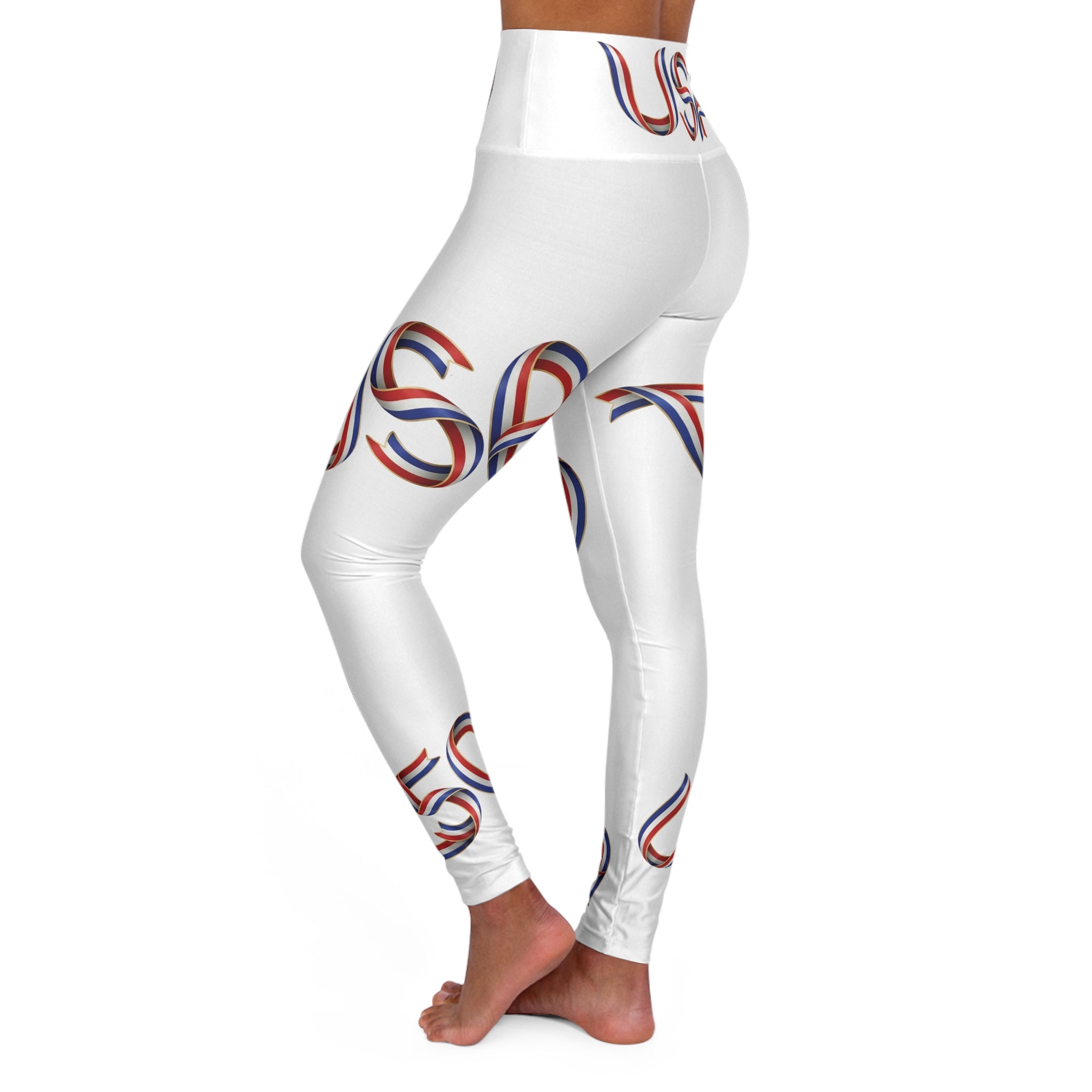 Squat-Proof High-Waisted Leggings — USA 250 Patriotic Red White Blue
