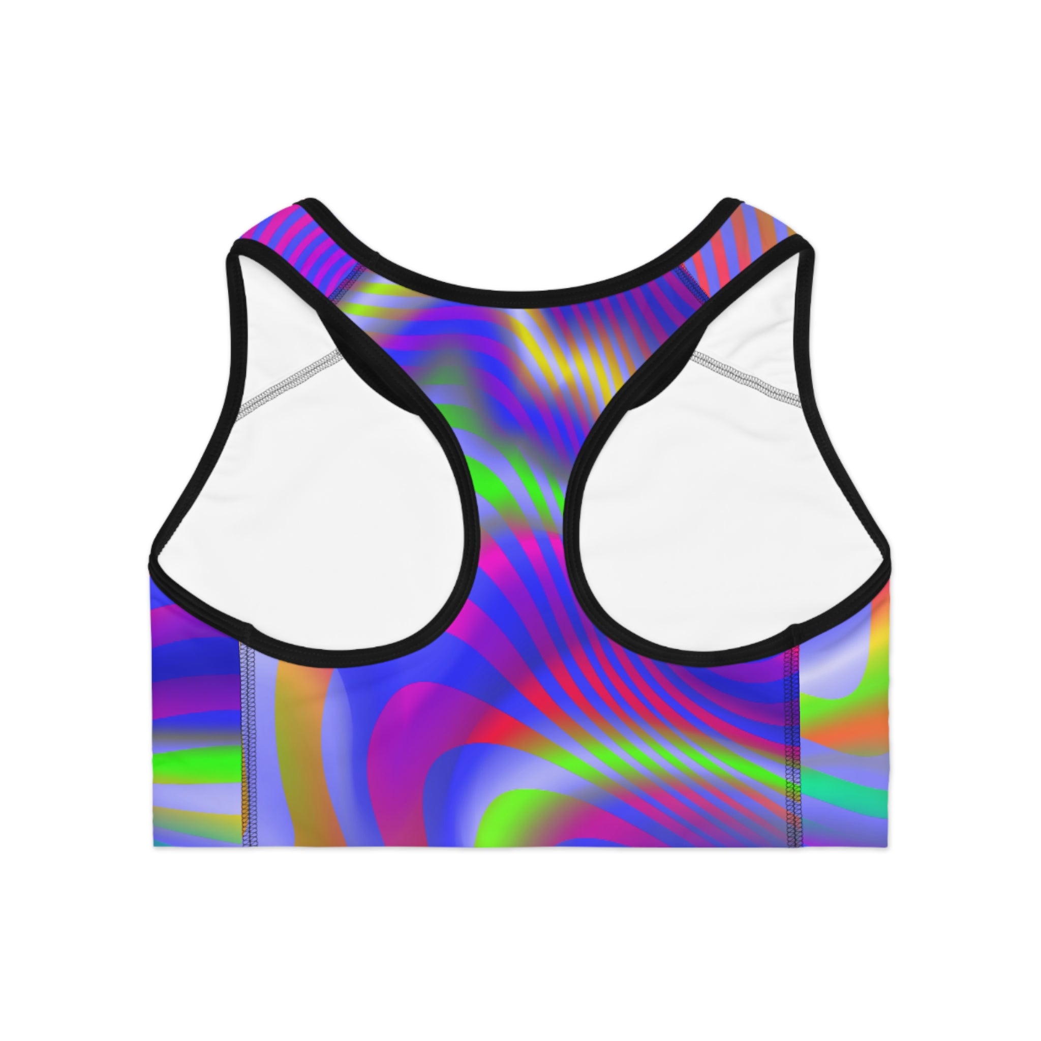 Spiral Wave Sports Bra — Colorful Abstract Activewear