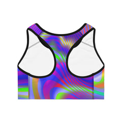 Spiral Wave Sports Bra — Colorful Abstract Activewear