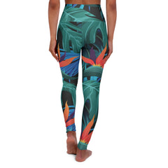 Squat-Proof High-Waisted Leggings--Bird of Paradise Print