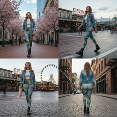 Squat-Proof High-Waisted Leggings--Blown Green Glass Swirl Print