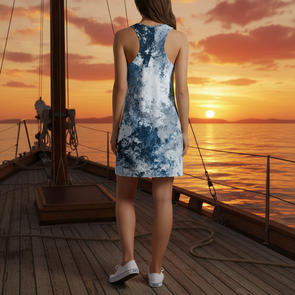 Ocean Blue Camo Inspired Women's Racerback Dress