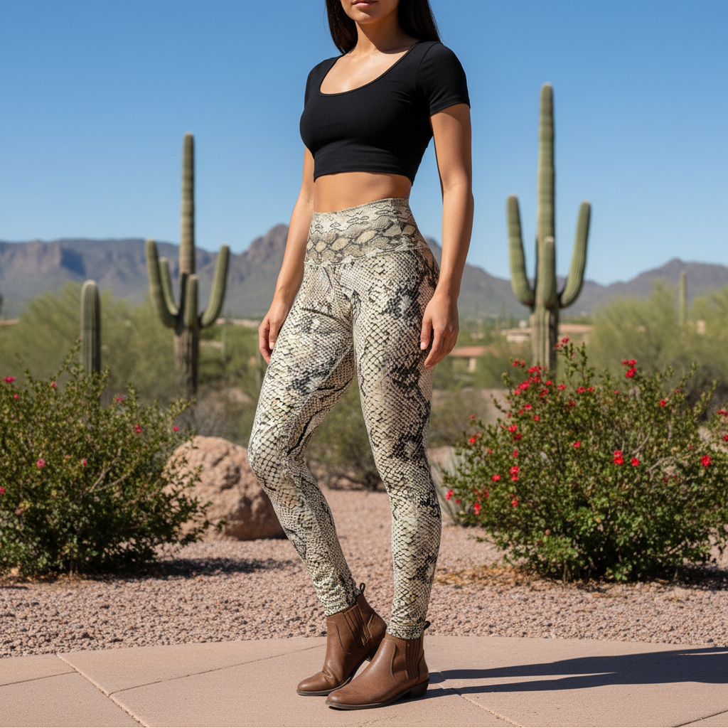 Squat-Proof High-Waisted Leggings-Burmese Python Print