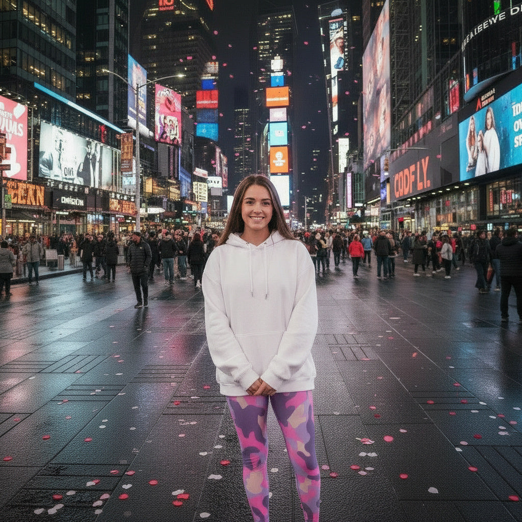 Squat-Proof High-Waisted Leggings--Pink Purple Camouflage
