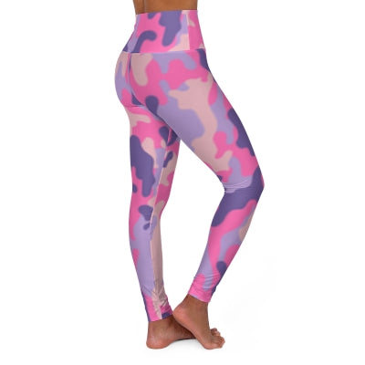 Squat-Proof High-Waisted Leggings--Pink Purple Camouflage