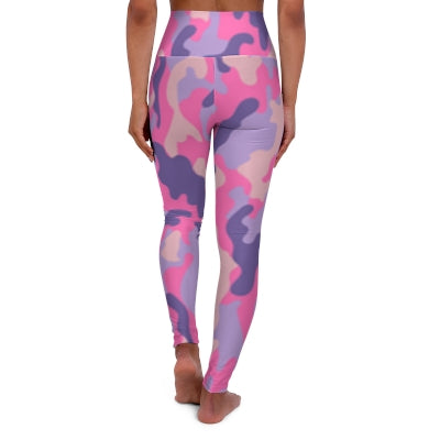 Squat-Proof High-Waisted Leggings--Pink Purple Camouflage