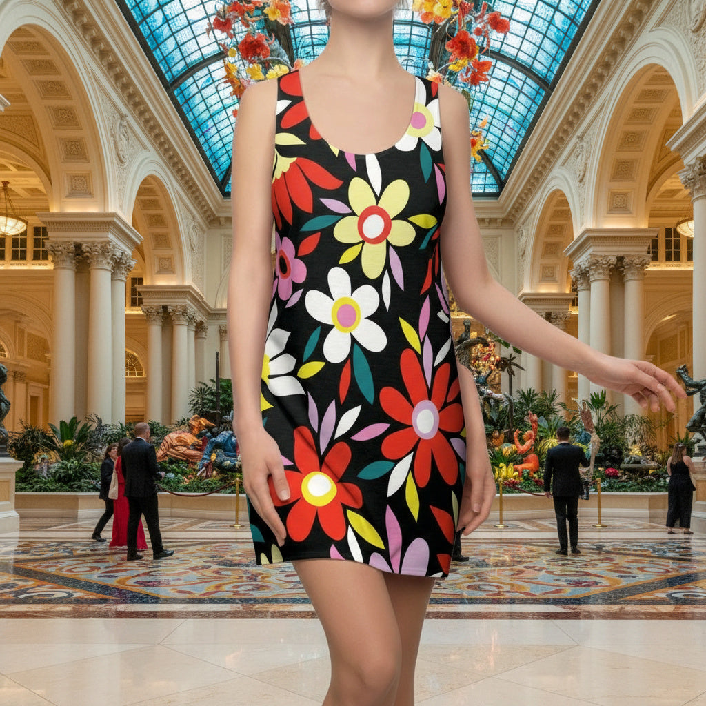 Floral Colorful Daisy Print Racerback Dress