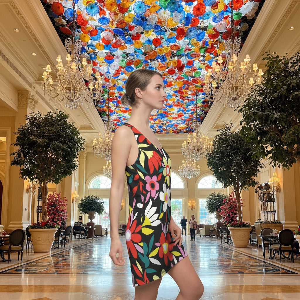 Floral Colorful Daisy Print Racerback Dress