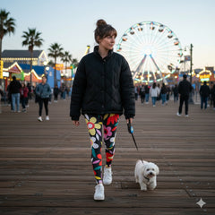 Squat-Proof High-Waisted Leggings--Retro Flowers Print
