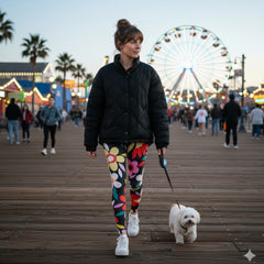 Squat-Proof High-Waisted Leggings--Retro Flowers Print