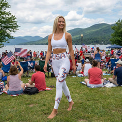 Squat-Proof High-Waisted Leggings — USA 250 Patriotic Red White Blue