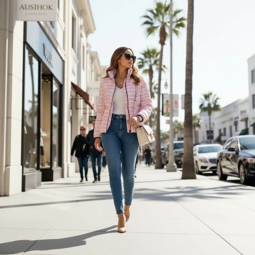 XOXO Valentines Pattern Puffer Jacket — Pink Conversation XOXO All-Over Print