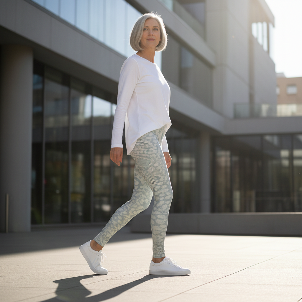 Squat-Proof High-Waisted Leggings-Blue Washed Abstract Print