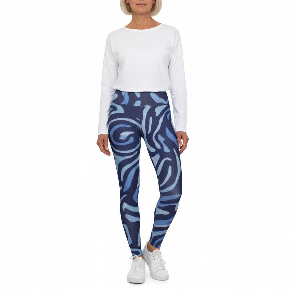 Squat-Proof High-Waisted Leggings — Deep Sea Mix