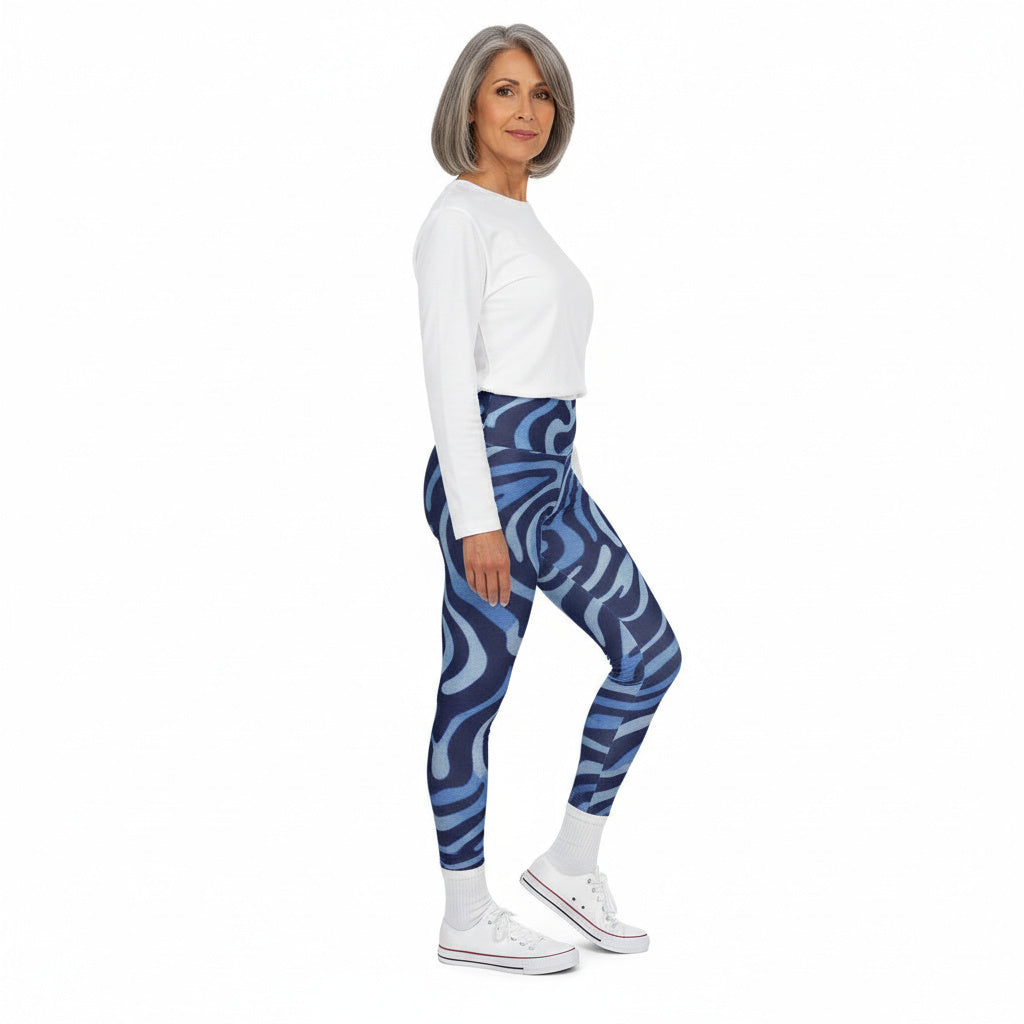 Squat-Proof High-Waisted Leggings — Deep Sea Mix