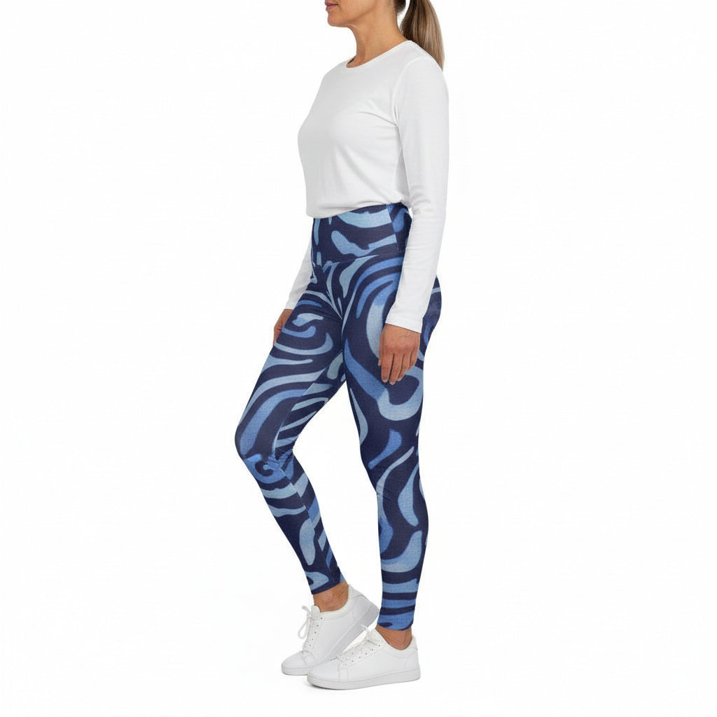 Squat-Proof High-Waisted Leggings — Deep Sea Mix