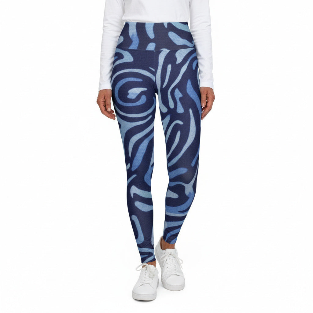 Squat-Proof High-Waisted Leggings — Deep Sea Mix