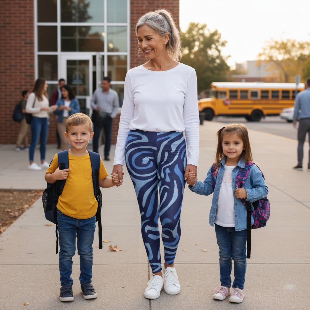 Squat-Proof High-Waisted Leggings — Deep Sea Mix