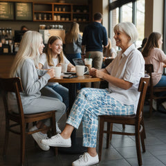 Women's Lounge Pants Blue Watercolor Tile