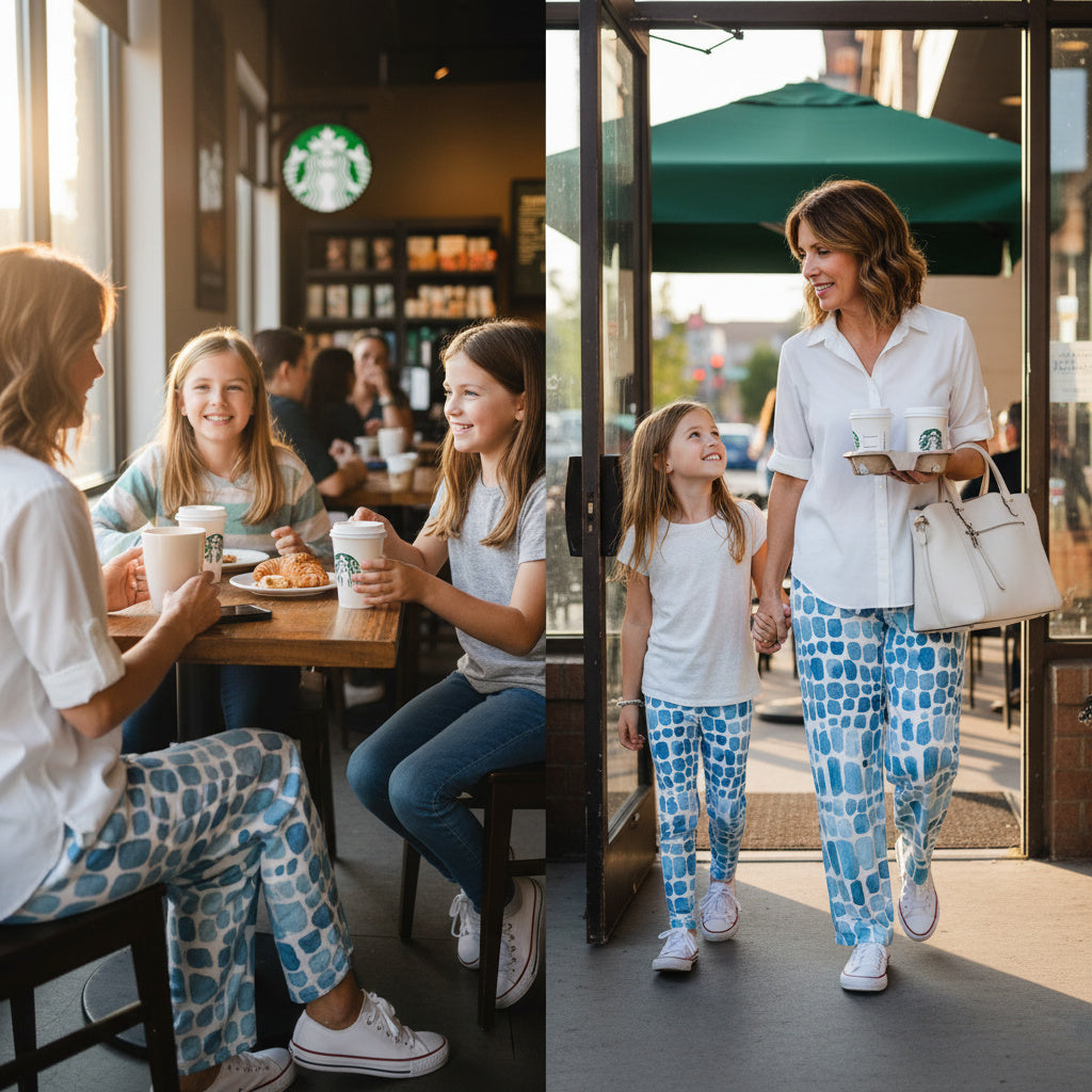 Women's Lounge Pants Blue Watercolor Tile